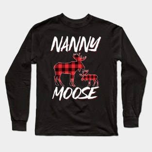 Red Plaid Nanny Moose Matching Family Pajama Christmas Gift Long Sleeve T-Shirt